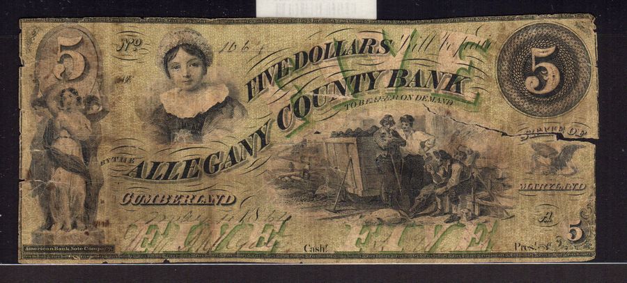 Cumberland, MD 1861 $1, Allegany County Bank